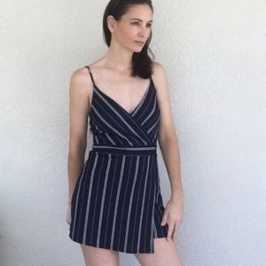 Romper Navy Blue Stripes Skort Rompers Petite